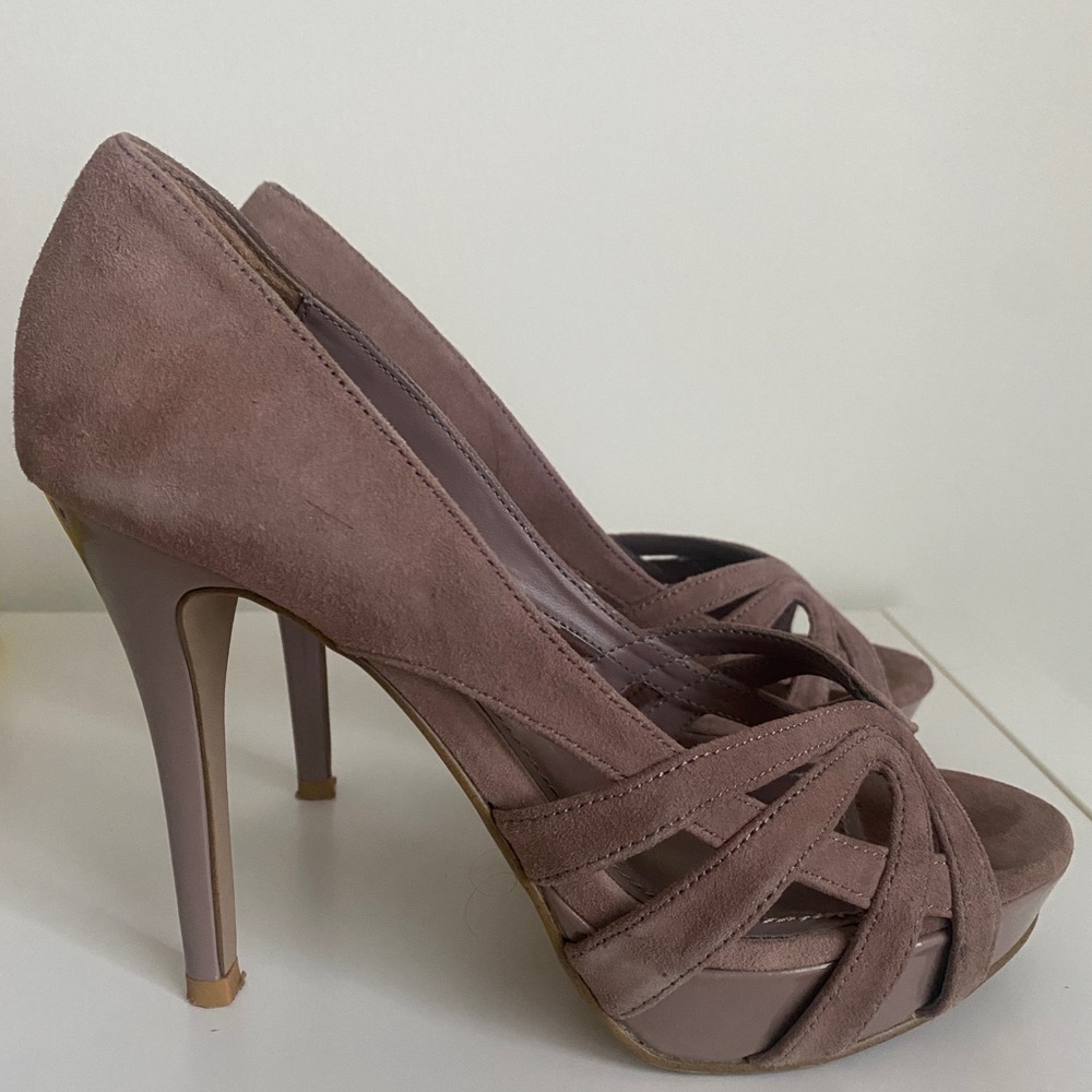 Steve Madden Loyyall Peep Toe Ultra High Heels Size 6.5 Blush Party Sexy Y2K - Picture 2 of 12